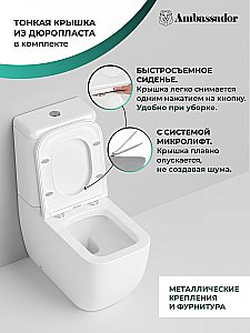 Унитаз Ambassador Forsa 247K19001S с бачком, с крышкой микролифт, белый купить в интернет-магазине Sanbest