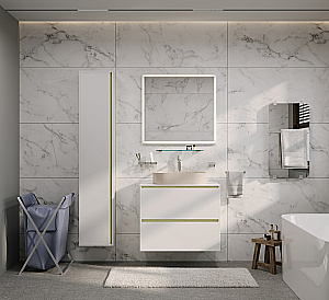 Тумба с раковиной Allen Brau Activity 100 1.34014.WM белая матовая/олива брашированная для ванной в интернет-магазине Sanbest