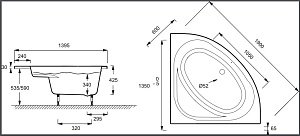 Ванна Jacob Delafon DOMO E60224-00 135х135 купить в интернет-магазине Sanbest