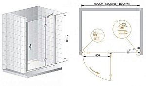 Душевая дверь Cezares Bergamo B-12-120 хром прозрачный купить в интернет-магазине Sanbest