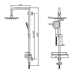 Смеситель для ванны с душевой колонной Dorff Ultra D4085011 хром купить в интернет-магазине сантехники Sanbest