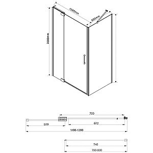 Душевой уголок Vincea Extra VSR-1E111280CGB 120x80 стекло тонированное/профиль черный купить в интернет-магазине Sanbest