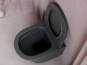 Унитаз подвесной Ceramica Nova Balearica Rimless CN6000MDH безободковый, с крышкой микролифт, темный антрацит матовый купить в интернет-магазине Sanbest