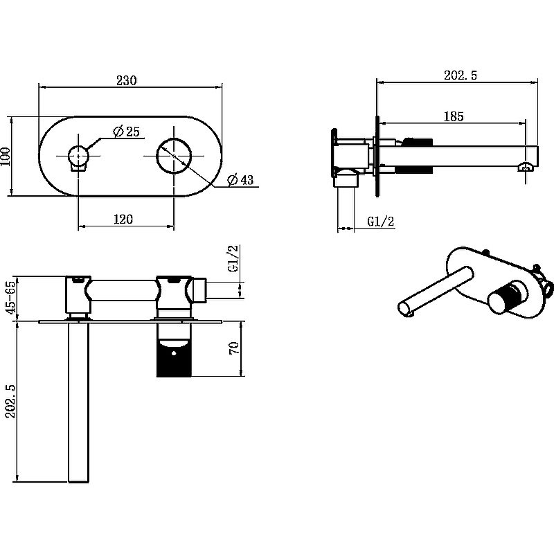 Смеситель для раковины Boheme Stick 125-BB черный купить в интернет-магазине сантехники Sanbest