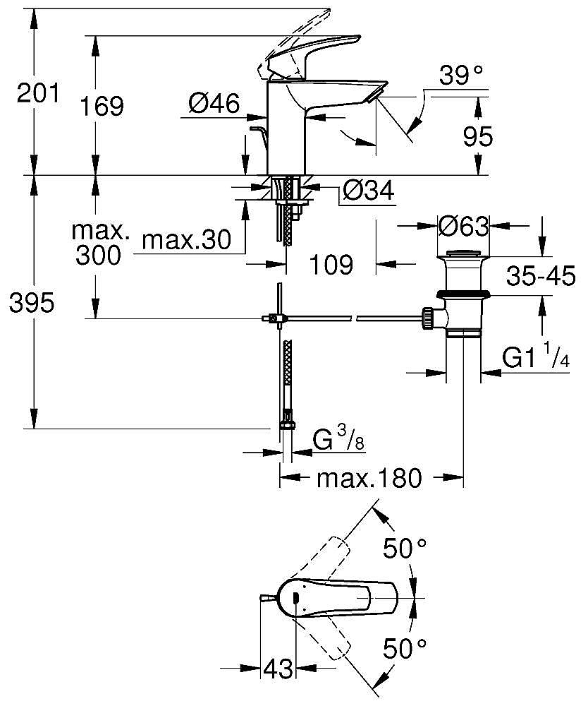 Смеситель для раковины GROHE Eurosmart 23456003 хром купить в интернет-магазине сантехники Sanbest