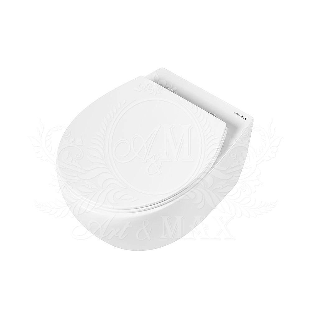 Унитаз подвесной Art&Max Elegant AM9316CHR/SC белый, с сиденьем микролифт, безободковый купить в интернет-магазине Sanbest
