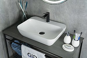 Раковина накладная Gid Geometrico 55 N9047 51184 белая купить в интернет-магазине Sanbest