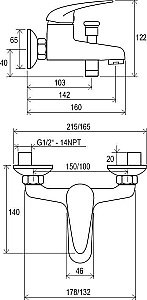 Смеситель для ванны Ravak Susan SN 022.00/150 купить в интернет-магазине сантехники Sanbest