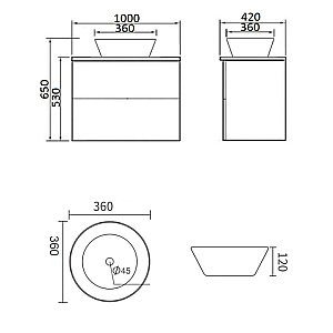Тумба с раковиной Orange Otto Ot-100TuMDF+B08-360W 100 белая для ванной в интернет-магазине Sanbest