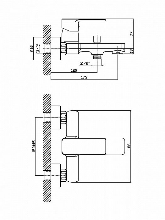 Смеситель для ванны Orange Plito M16-100cr купить в интернет-магазине сантехники Sanbest