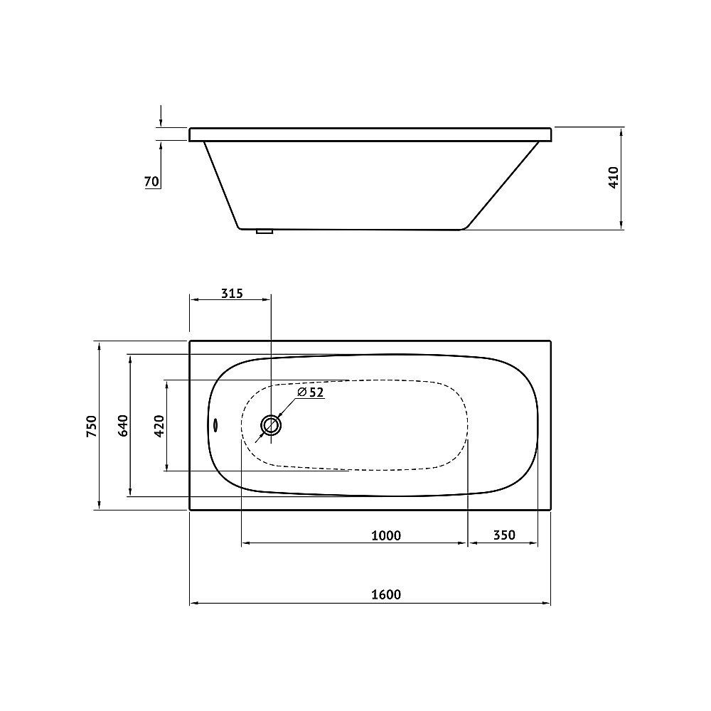 Ванна акриловая BERGES NELU 160х75 купить в интернет-магазине Sanbest