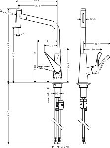 Смеситель для кухни Hansgrohe Metris Select M71 320 73820800 купить в интернет-магазине сантехники Sanbest