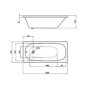 Ванна акриловая BERGES NELU 160х75 купить в интернет-магазине Sanbest