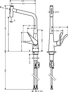 Смеситель для кухни Hansgrohe Metris Select M71 320 73820800 купить в интернет-магазине сантехники Sanbest