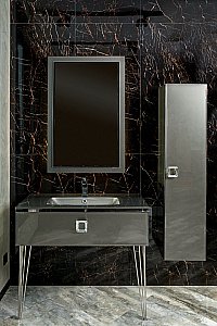 Консоль с раковиной и столешницей Armadi Art LUCIDO 770-100-GR 100 глянцевый графит для ванной в интернет-магазине сантехники Sanbest