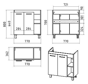 Тумба с раковиной Misty Крафт - 80 П-Кра-07080-011 белый/светлое дерево для ванной в интернет-магазине Sanbest