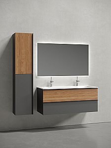 Тумба с раковиной Sancos DELTA DL120GR 120 дуб красный/графит для ванной в интернет-магазине Sanbest