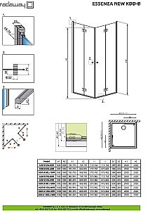 Душевой уголок Radaway Essenza New KDD-B 100х100 с порогом, стекло прозрачное/профиль хром купить в интернет-магазине Sanbest