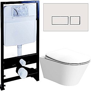 Унитаз Boheme Avva 972-MW, безободковый, с инсталяцией, белый матовый, кнопка 664 белая купить в интернет-магазине Sanbest