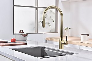 Смеситель для кухни Paulmark Universal Un213880-LG светлое золото купить в интернет-магазине сантехники Sanbest