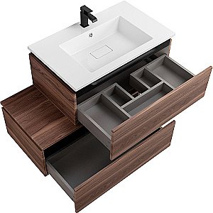 Нижняя тумба Cezares SLIDER-800-1C-PI-NA-P орех дымчатый для ванной в интернет-магазине сантехники Sanbest