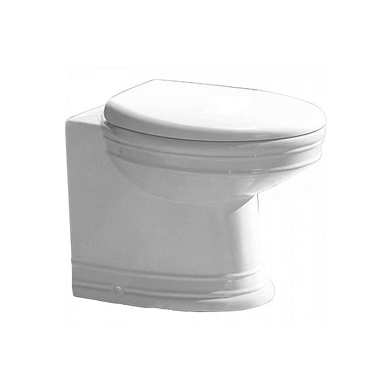 Унитаз приставной CeramaLux LUX CLASSIC2474 белый, безободковый, с крышкой микролифт купить в интернет-магазине Sanbest