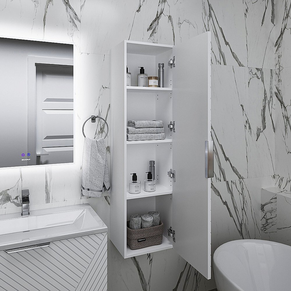 Пенал подвесной Grossman Блисс 37 303548 белый матовый для ванной в интернет-магазине сантехники Sanbest