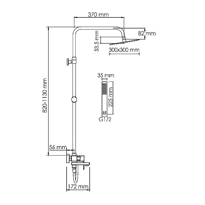 Душевая система WasserKraft A177.118.103.087.CH хром купить в интернет-магазине сантехники Sanbest