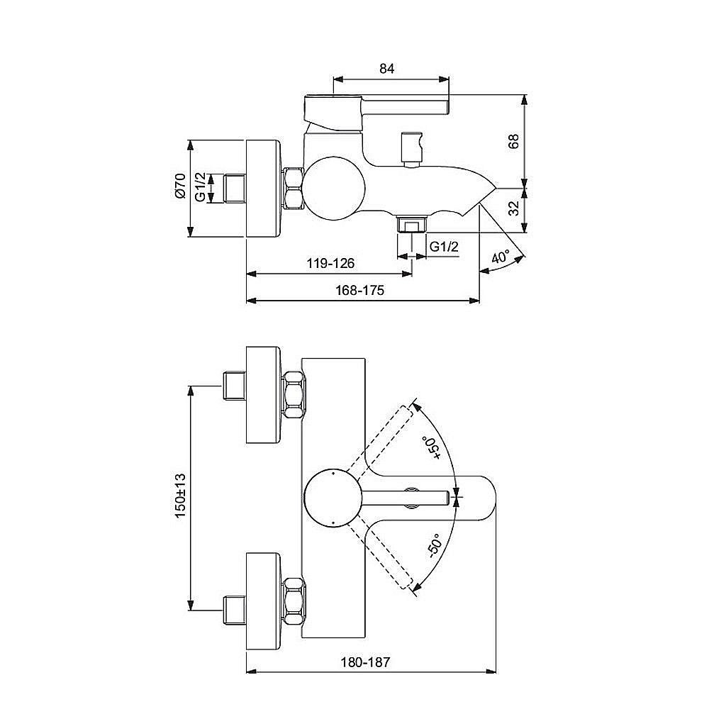 Смеситель для ванны Ideal Standard Ceraline BC199AA купить в интернет-магазине сантехники Sanbest