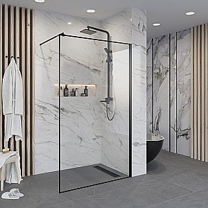 Душевое ограждение Niagara NG-687-10black, алюминий, прозрачное, 100x195см, черное купить в интернет-магазине Sanbest