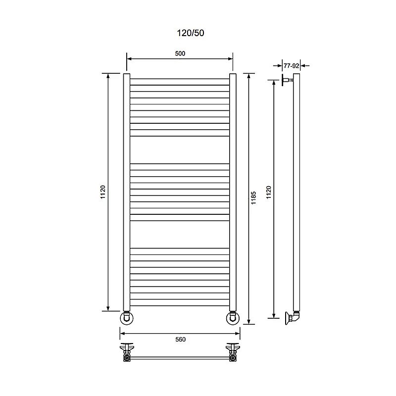 Полотенцесушитель водяной Veconi Vero-B V12050CH-B хром купить в интернет-магазине сантехники Sanbest