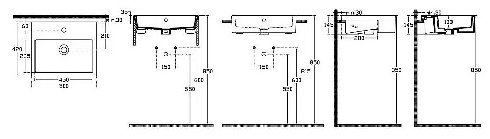 Раковина ISVEA Infinity 50 10NF52050SV белая купить в интернет-магазине Sanbest