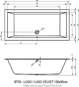 Ванна акриловая Riho LUGO 190x90 PLUG & PLAY купить в интернет-магазине Sanbest