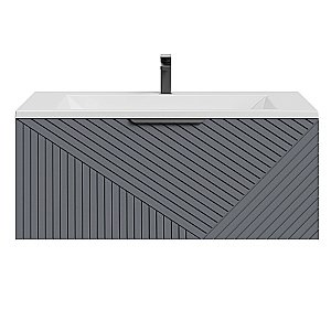 Тумба с раковиной подвесная Grossman БЛИСС 100 с 1 ящ, графит матовая для ванной в интернет-магазине Sanbest
