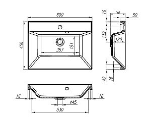 Тумба с раковиной Belbagno MARINO 60 подвесная Nero Lucido для ванной в интернет-магазине Sanbest