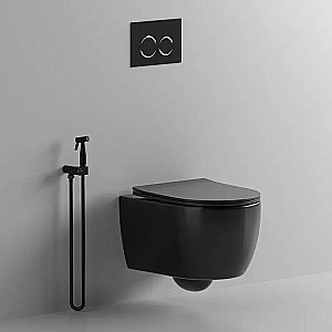 Унитаз подвесной CeruttiSpa OGLIO Aria MB CT9239 безободковый, с крышкой микролифт, черный матовый купить в интернет-магазине Sanbest