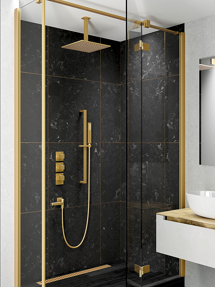 Душевая система встроенная с термостатом Timo Selene SX-2239/17SM золото матовое купить в интернет-магазине сантехники Sanbest
