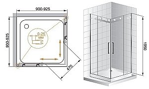 Душевой уголок Cezares Stylus-m 90x90 STYLUS-O-M-A-2-90-C-Cr стекло прозрачное/профиль хром купить в интернет-магазине Sanbest