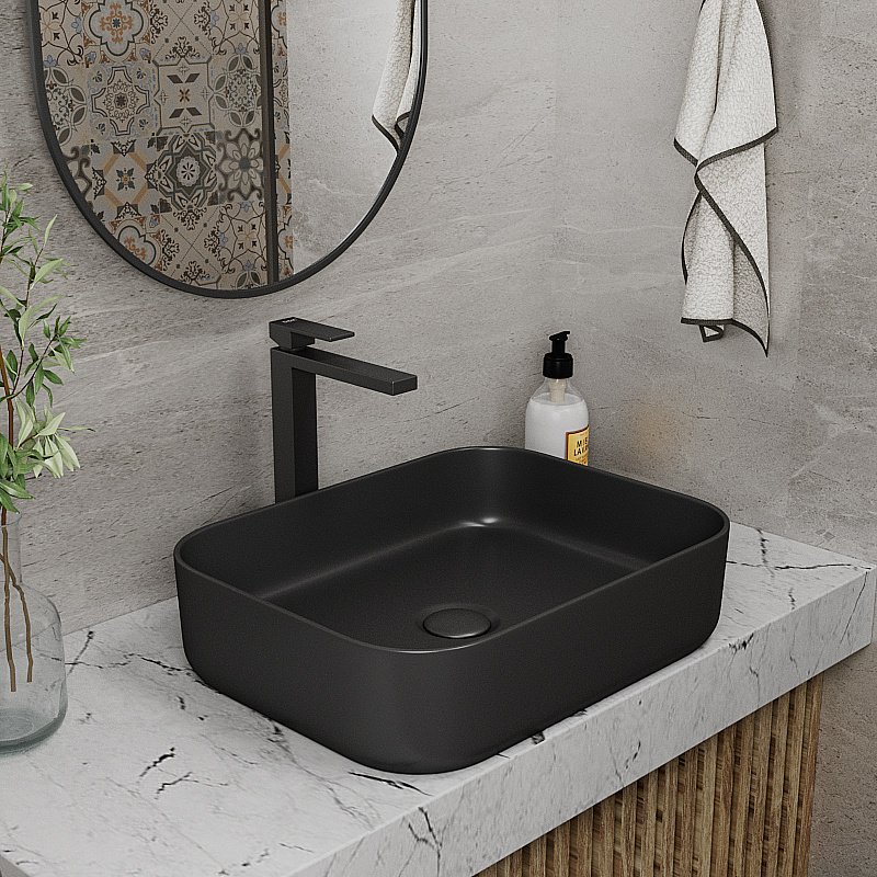 Раковина D&K Berlin 50х39 DT1431425 черная матовая купить в интернет-магазине Sanbest