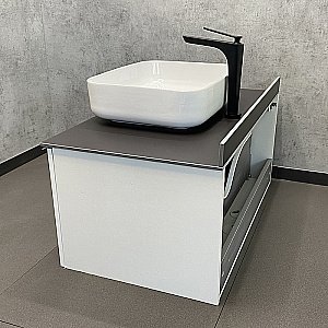 Тумба с раковиной Comforty Милан 90 (T-Y9378) белая/столешница графит для ванной в интернет-магазине Sanbest