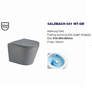 Унитаз с инсталляцией WeltWasser BAMBERG 545+SALZBACH 041 MT-GR+BAMBERG BL серый матовый/кнопка черная, безободковый, с крышкой микролифт, слив торнадо купить в интернет-магазине Sanbest