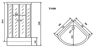 Душевая кабина Timo Standart T-6680 Black 80х80 купить в интернет-магазине Sanbest