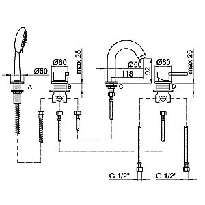 Смеситель на борт ванны Webert Elio EL850701015 купить в интернет-магазине сантехники Sanbest