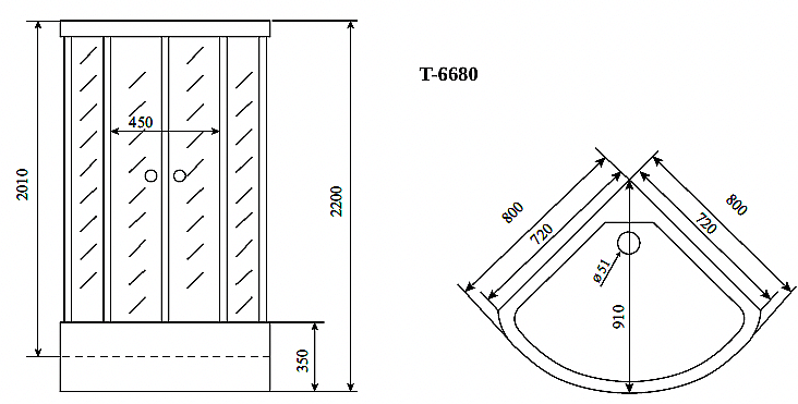 Душевая кабина Timo Standart T-6680 Black 80х80 купить в интернет-магазине Sanbest