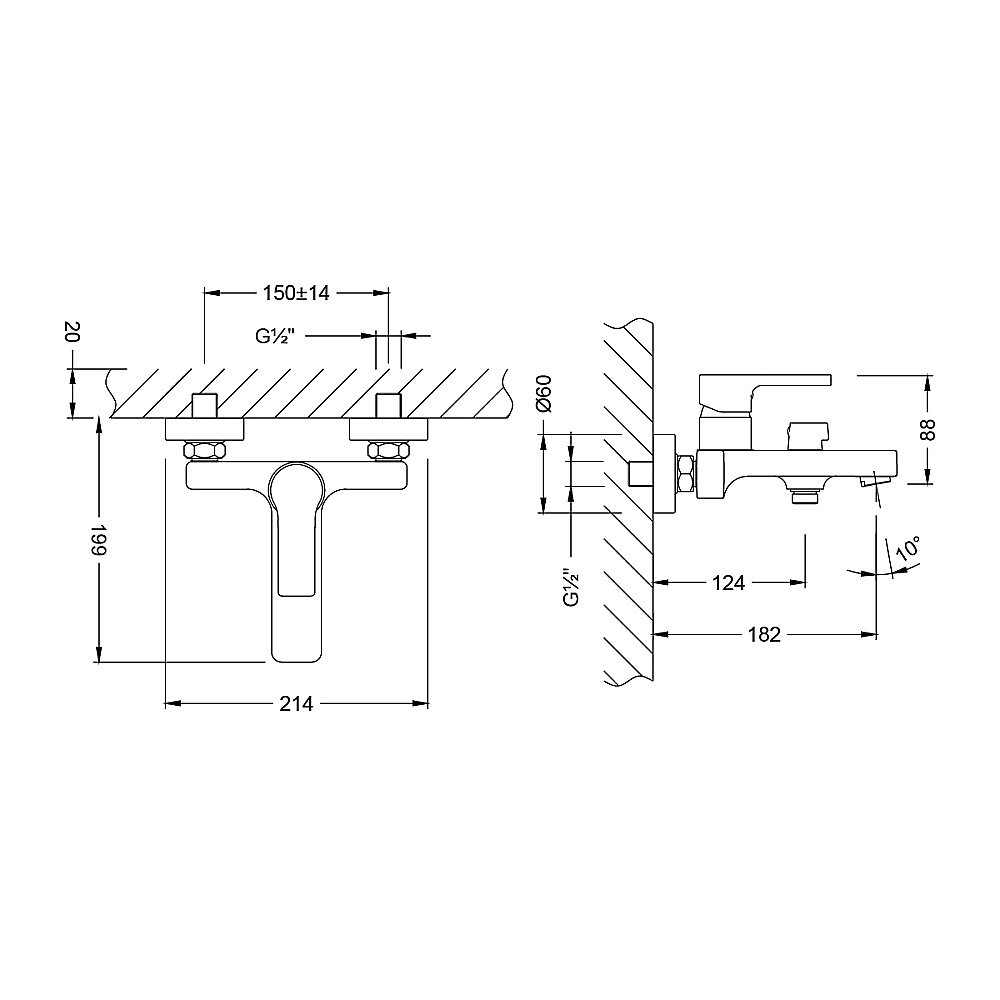 Смеситель для ванны Lemark Aura LM0614CH хром купить в интернет-магазине сантехники Sanbest