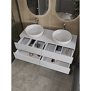 Тумба с раковиной Orange Otto 130 Ot-130TuMDF+B07-420W белая глянцевая для ванной в интернет-магазине Sanbest