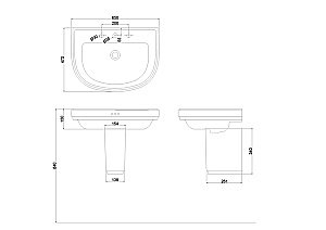 Раковина на полупьедестале Burlington Riviera 65 RIV4 1TH RIV7 с 1 отверстием белая купить в интернет-магазине Sanbest