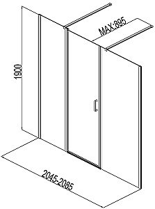 Душевая дверь Aquanet Cinetic 210 254244 стекло прозрачное/профиль хром купить в интернет-магазине Sanbest