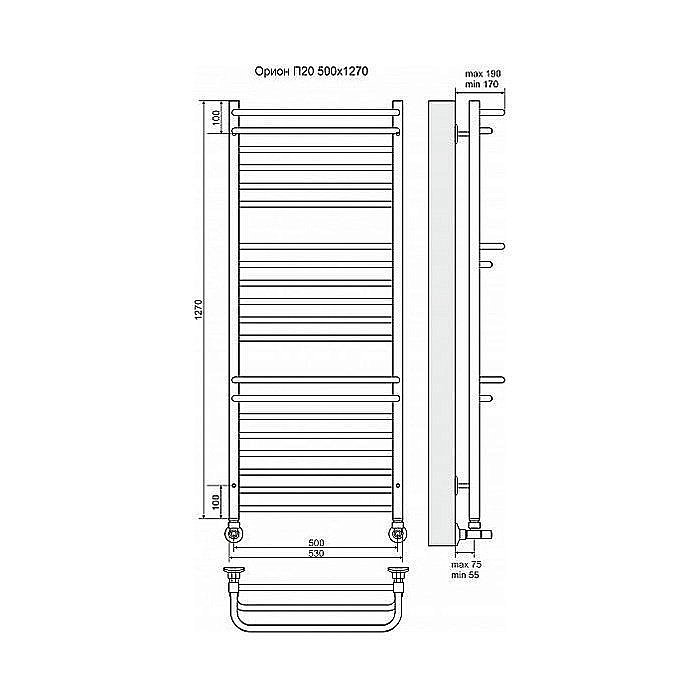 Полотенцесушитель водяной Terminus Орион П20 500x1270 купить в интернет-магазине сантехники Sanbest