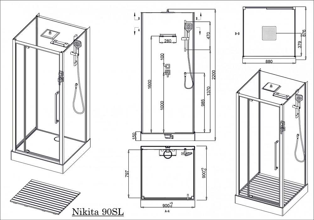 Душевая кабина Acquazzone Nikita 90SL купить в интернет-магазине Sanbest